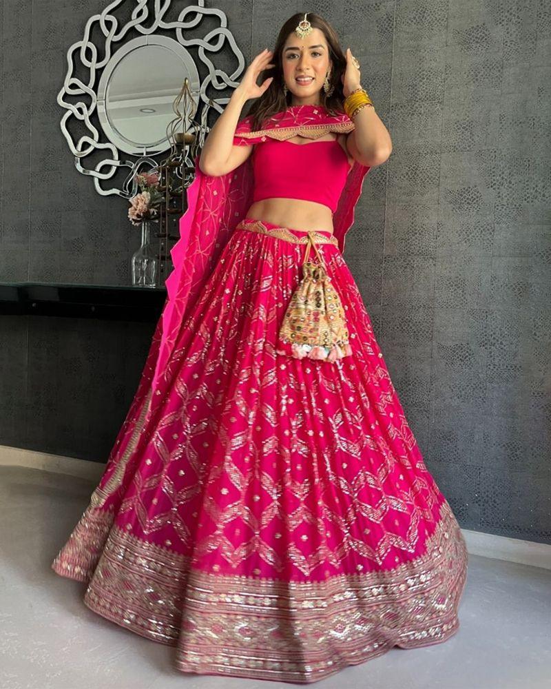 Lehenga for sangeet, Lehenga for mehndi, Lehenga for reception, Lehenga with zari work, Lehenga with sequins, Lehenga with gota patti work, Indian traditional dress, Lehenga choli for weddings, Lehenga choli for festivals, Lehenga choli for bridesmaids, Lehenga choli with heavy work, Lehenga choli with sequins